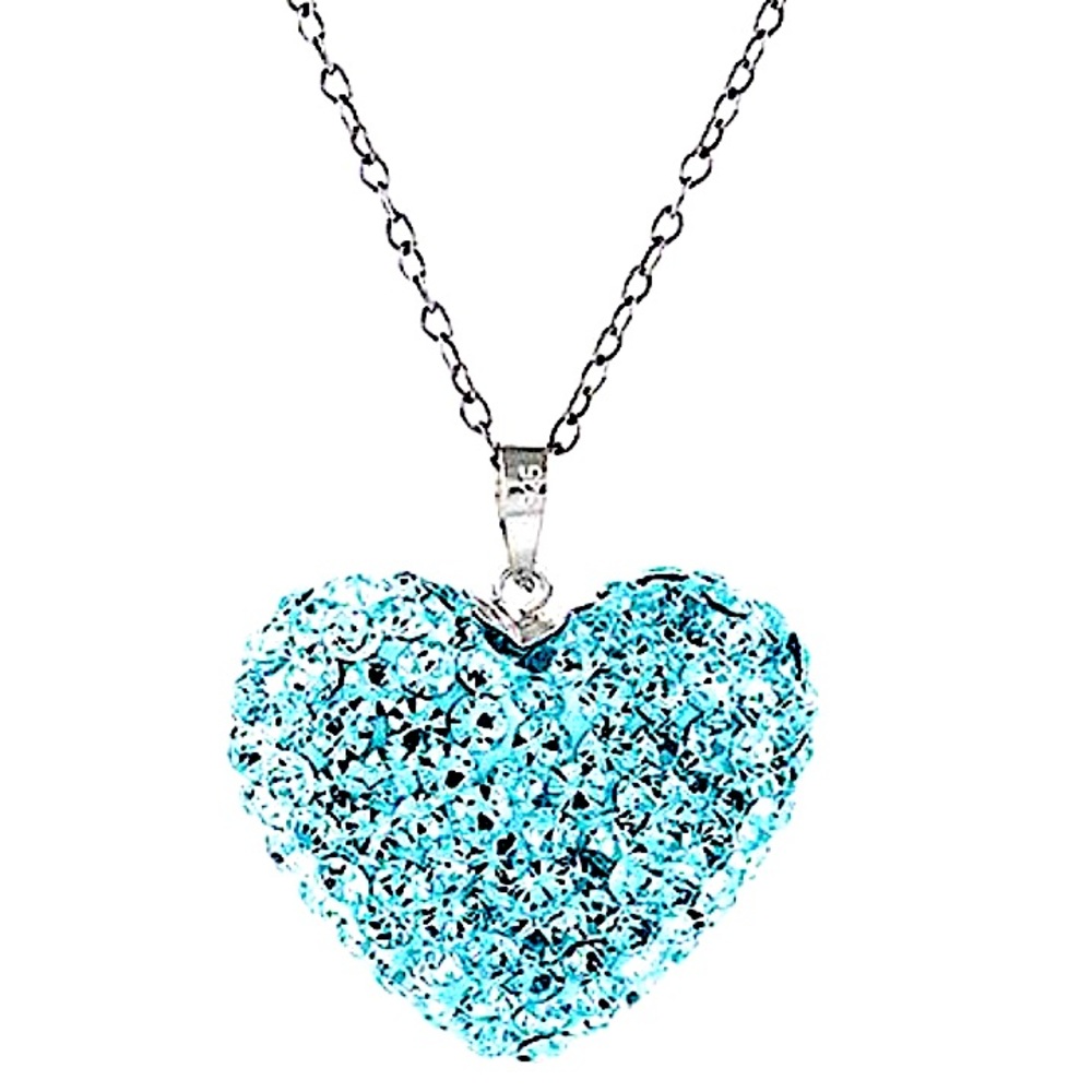 Blue bubble heart swarovski crystal necklace NWT